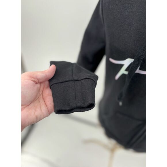 Victoria’s Secret PINK Womens XS Black White Script Logo Soft Hoody Sweat Shirt - Picture 7 of 10